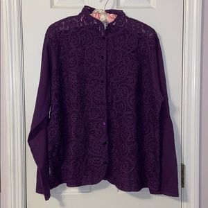 Coldwater Creek 2X Purple Sweater Lace Front